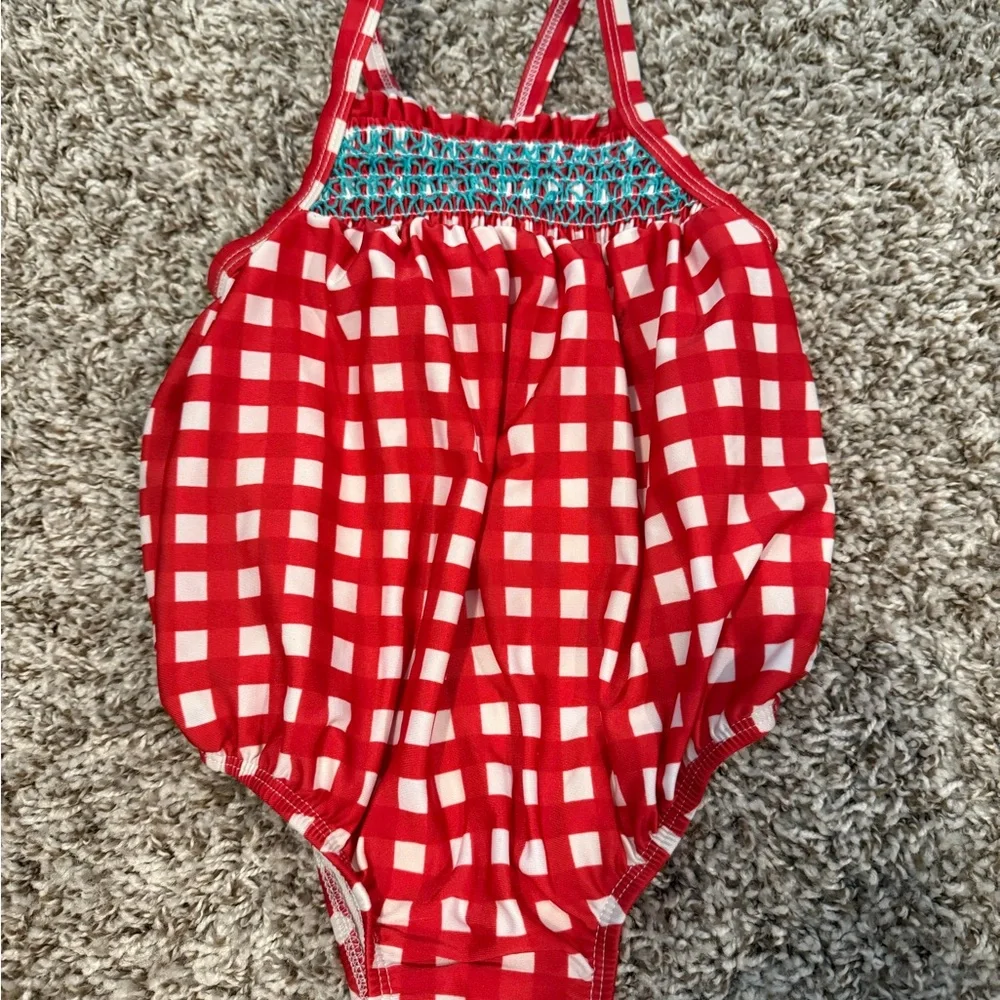Cat & Jack Red and White Checkered bathing suit
